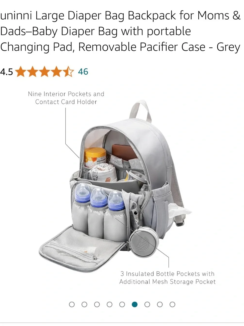 Vininni All-in-One Diaper Backpack – Light Gray